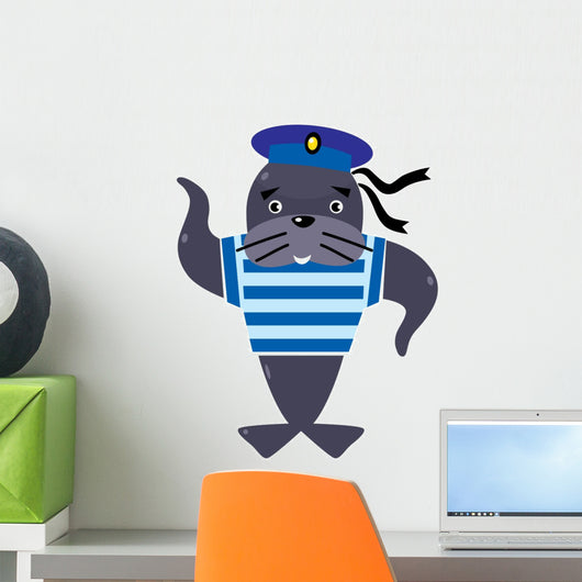 Funny seal sailor Wall Decal