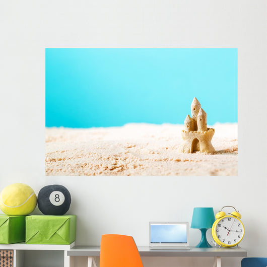 Summer theme with sand castle Wall Mural