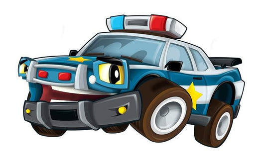 Cartoon Police Car Driving Wall Decal