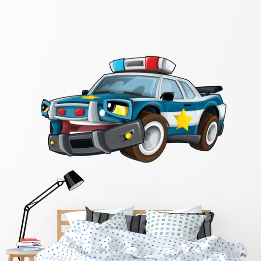 Cartoon Police Car Wall Decal