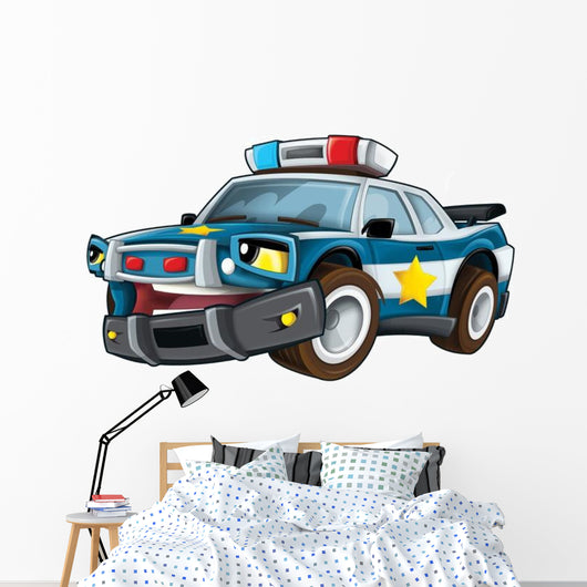 Cartoon Police Car Wall Decal