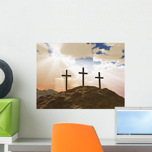 Three Cross on Calvary Hill Wall Mural