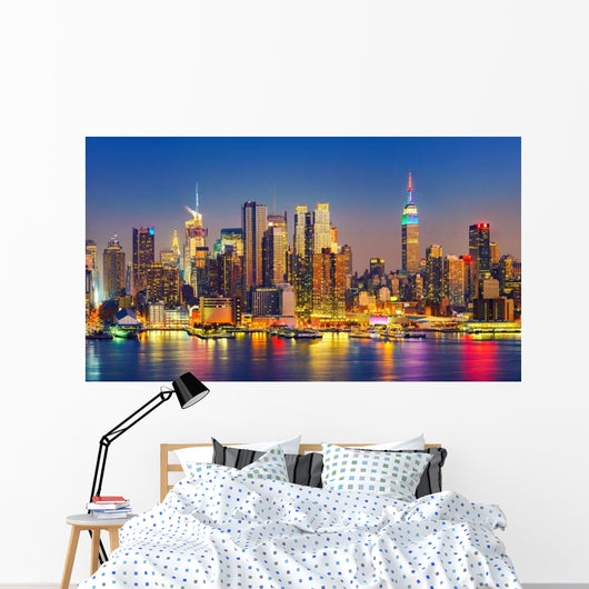 Manhattan Night New York Skyline Wall Decal