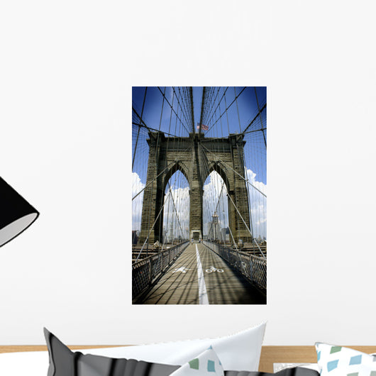 Brooklyn Bridge, New York City, Blue Sky, Urban Setting Wall Mural