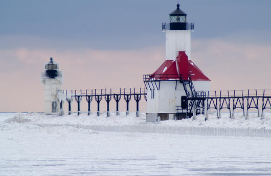 St., Joseph North Pier Lighthouse in Winter Wall Mural