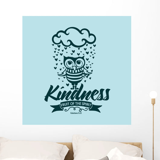 Biblical illustration. Christian lettering. Fruit of the spirit - kindness. Galatians 5:22 Wall Mural