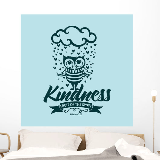 Biblical illustration. Christian lettering. Fruit of the spirit - kindness. Galatians 5:22 Wall Mural