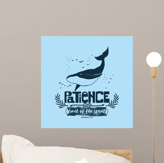 Biblical illustration. Christian lettering. Fruit of the spirit - patience. Galatians 5:22 Wall Mural