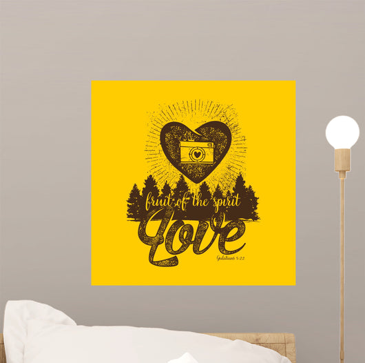 Biblical illustration. Christian lettering. Fruit of the spirit - love. Galatians 5:22 Wall Mural