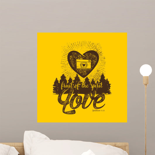 Biblical illustration. Christian lettering. Fruit of the spirit - love. Galatians 5:22 Wall Mural