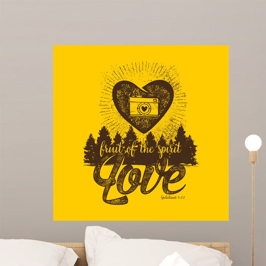 Biblical illustration. Christian lettering. Fruit of the spirit - love. Galatians 5:22 Wall Mural