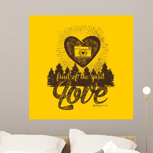 Biblical illustration. Christian lettering. Fruit of the spirit - love. Galatians 5:22 Wall Mural