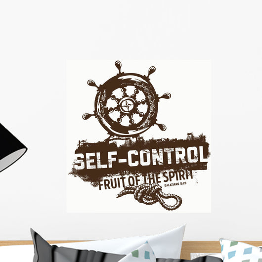 Biblical illustration. Christian lettering. Fruit of the spirit - self-control. Galatians 5:23 Wall Decal
