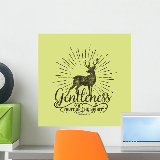 Biblical illustration. Christian lettering. Fruit of the spirit - gentleness. Galatians 5:23 Wall Mural