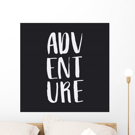 Adventure, ink hand lettering. Wall Mural