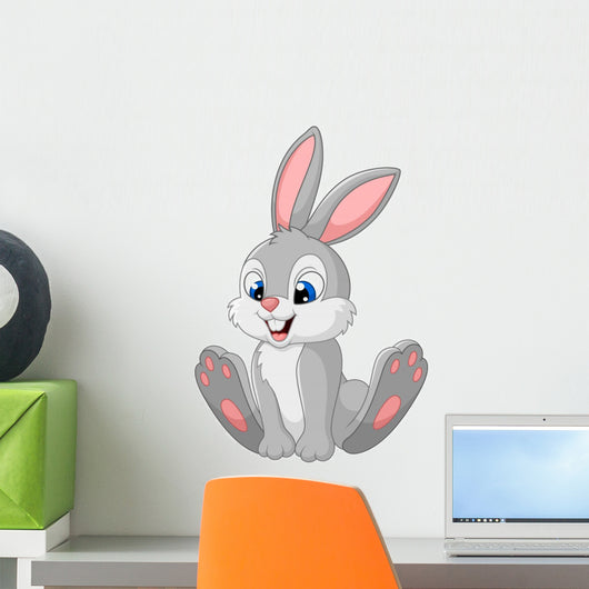 Happy bunny cartoon isolated on white background Wall Decal