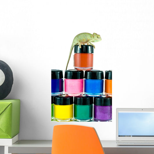 Chameleon with paint banks Wall Decal