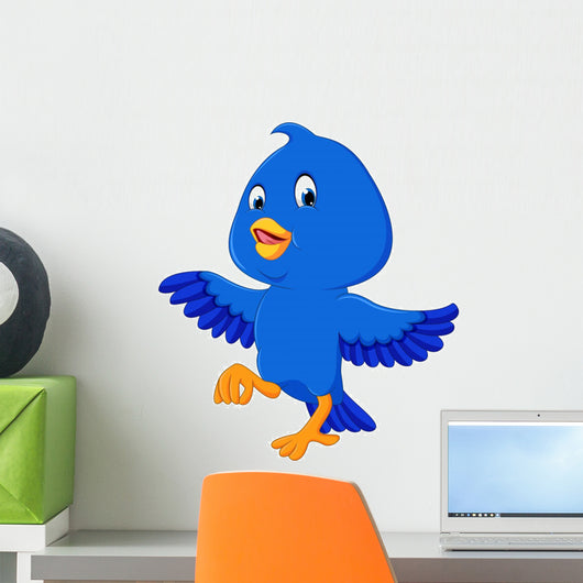 Cute blue bird cartoon Wall Decal