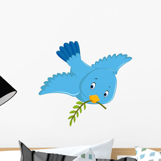Cute blue bird cartoon Wall Decal
