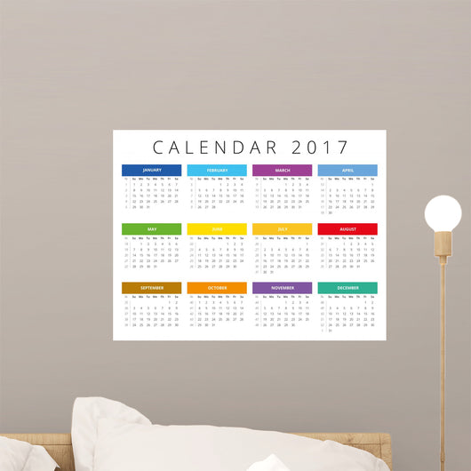 Calendar 2017. Week starts Sunday. Calendar grid with numbers of weeks. For web, design and print. Wall Mural