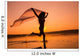 Silhouette of girl running on the beach Wall Mural