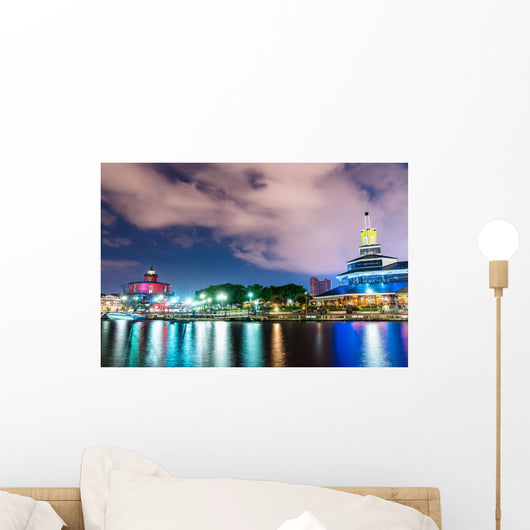 Inner Harbor Area Downtown at Night Wall Decal