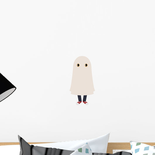 Kid in a ghost costume Wall Decal