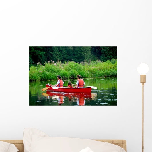 Family Canoe River Wall Mural