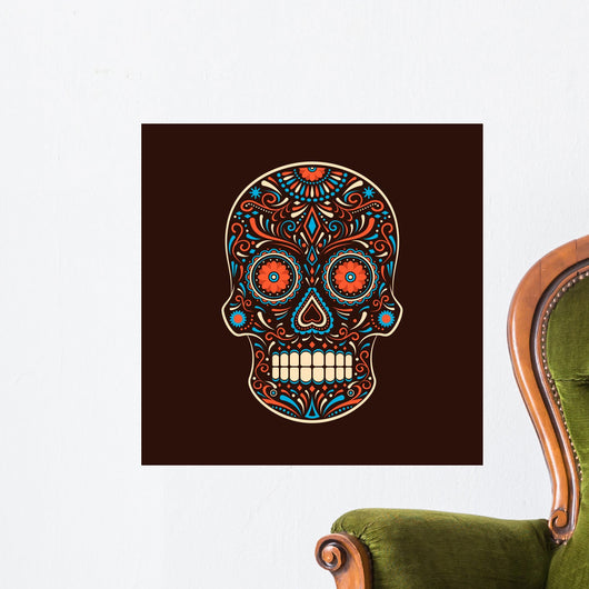 Ornamental colorful sugar skull Wall Mural