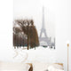 Snowy day in Paris - misty Eiffel Tower and lots of snow Wall Mural