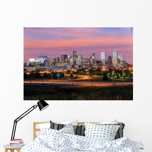 Denver Skyline Long Exposure Wall Decal