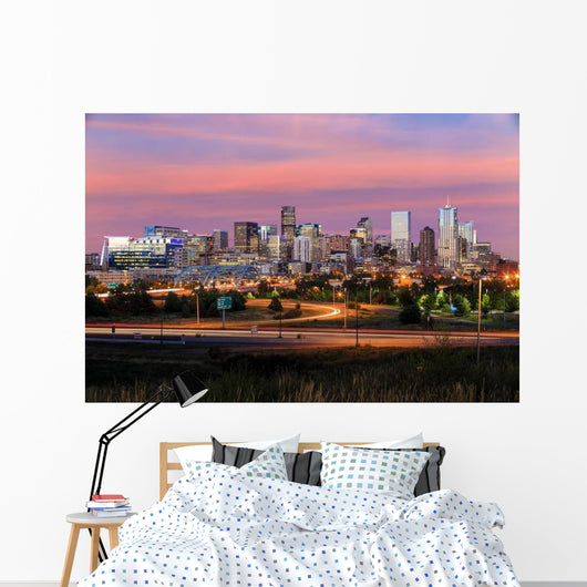 Denver Skyline Long Exposure Wall Decal
