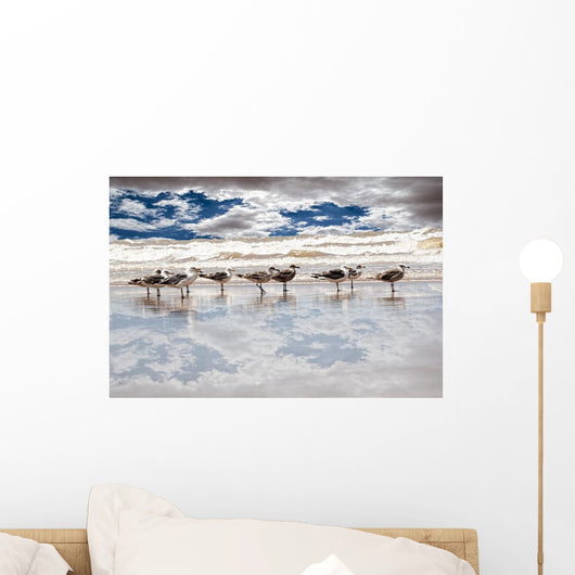 beach and seagulls Wall Mural