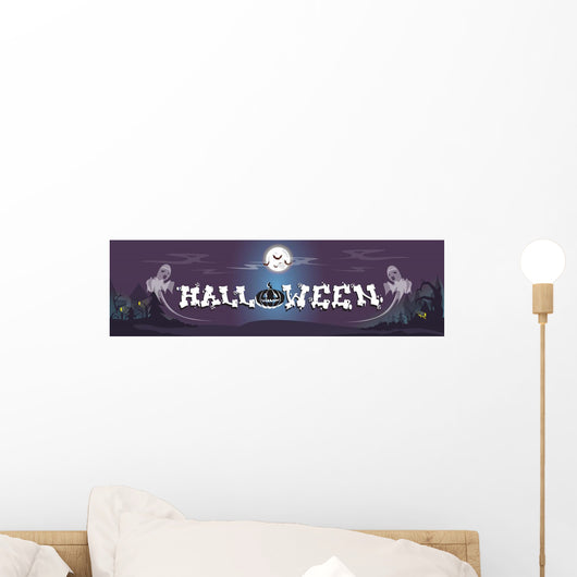 Happy Halloween Ghosts House Card Banner Wall Mural