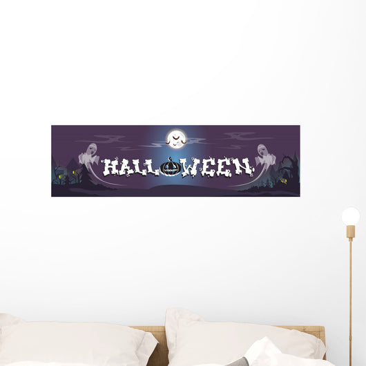 Happy Halloween Ghosts House Card Banner Wall Mural