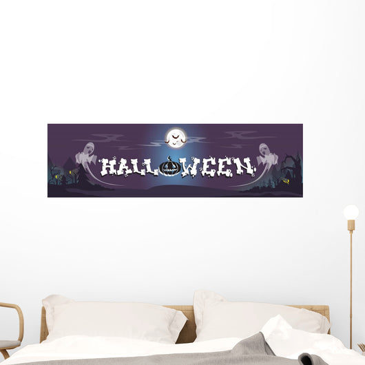 Happy Halloween Ghosts House Card Banner Wall Mural