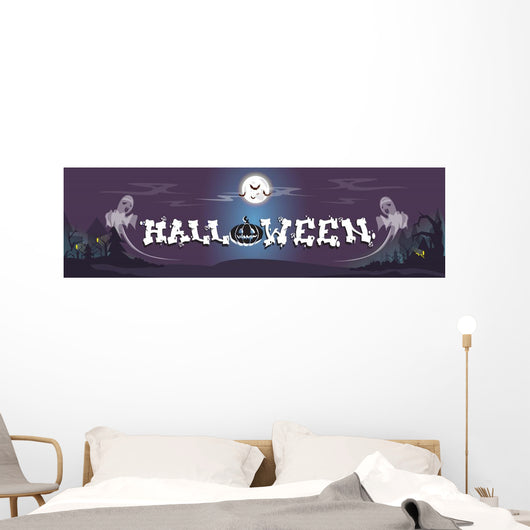 Happy Halloween Ghosts House Card Banner Wall Mural