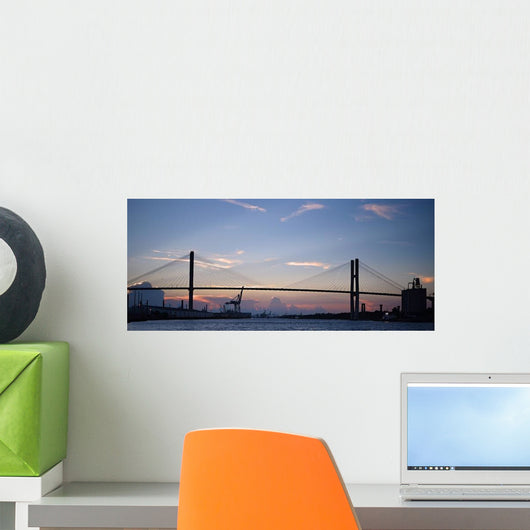Sunset over Suspension Bridge Wall Decal