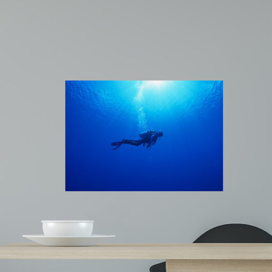 Woman Scuba Diver under Wall Decal Design 3