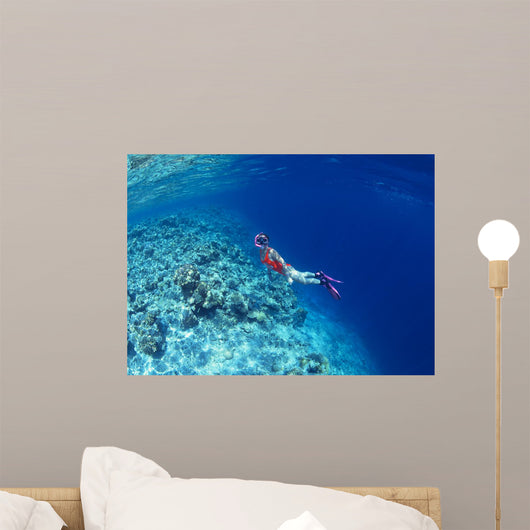 Woman Scuba Diver under Wall Decal Design 2