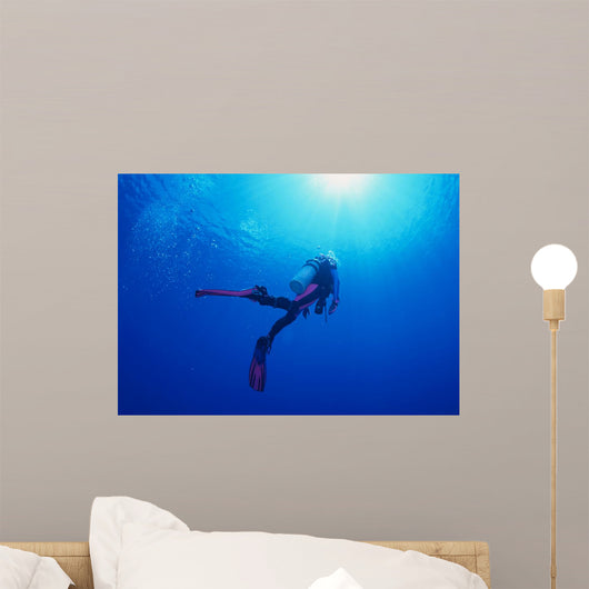 Woman Scuba Diver under Wall Decal Design 1