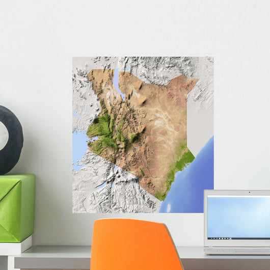Kenya Shaded Relief Map Colored for Vegetation Wall Mural
