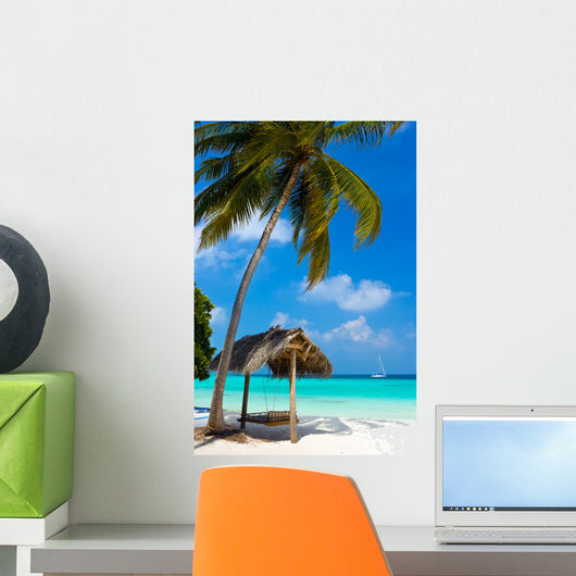 Swing on a Tropical Beach Wall Mural