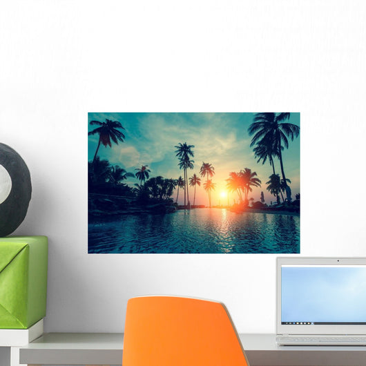 Fantastic Sunset Palm Trees Wall Decal