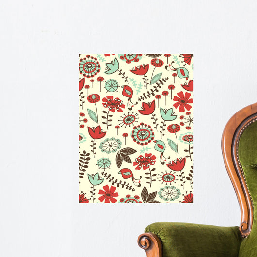 Whimsical floral seamless pattern Wall Mural