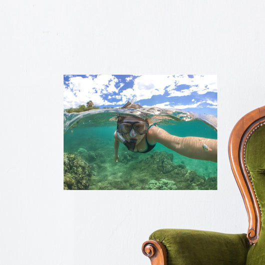 Woman Snorkeling Wall Mural