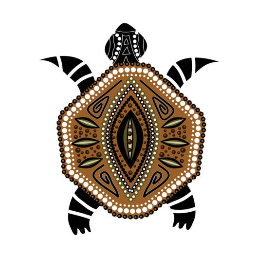 Yellow-brawn Turtle First-nation Style Wall Decal