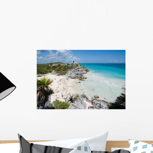 Little cove by Mayan ruins Wall Mural