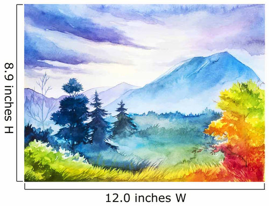 Autumn landscape. Watercolor illustration. Wall Mural