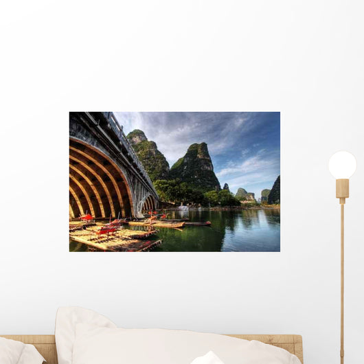 Bamboo Raft Li River Wall Decal